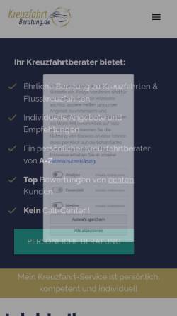 Vorschau der mobilen Webseite www.kreuzfahrtberatung.de, Kreuzfahrtberatung - Die Fachagentur für Kreuzfahrten