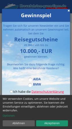 Vorschau der mobilen Webseite kreuzfahrten-guenstiger.de, Reisedirect AG