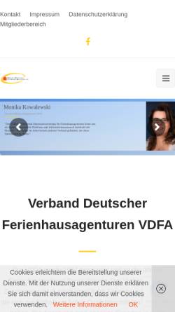 Vorschau der mobilen Webseite www.vdfa-ferienhausportal.de, VDFA Ferienhausportal