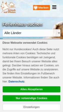 Vorschau der mobilen Webseite ferienhaus-mit-hunden.de, Ferienhaus mit Hunden