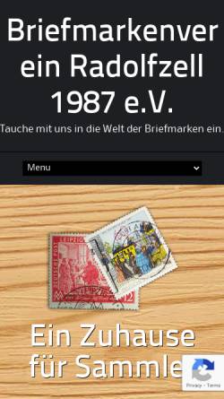 Vorschau der mobilen Webseite www.briefmarken-radolfzell.de, Briefmarkenverein Radolfzell 1987 e.V.