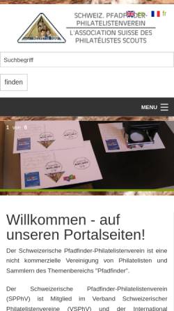 Vorschau der mobilen Webseite www.pfadfinder-briefmarken.ch, Schweizerischer Pfadfinder Philatelistenverein