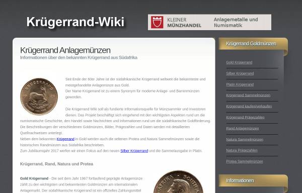 Vorschau von www.kruegerrand-wiki.de, Krügerrand Wiki