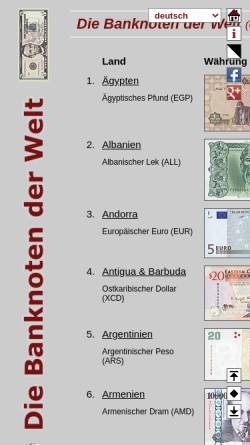 Vorschau der mobilen Webseite www.bis-ans-ende-der-welt.net, Die Banknoten der Welt