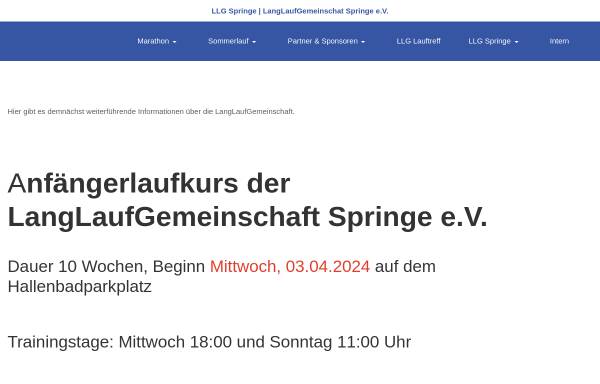 Vorschau von www.llg-springe.de, Langlauf-Gemeinschaft Springe e.V.