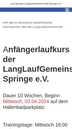 Vorschau der mobilen Webseite www.llg-springe.de, Langlauf-Gemeinschaft Springe e.V.