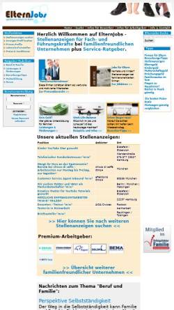 Vorschau der mobilen Webseite www.elternjobs.de, Elternjobs - Stellenanzeigen für Eltern