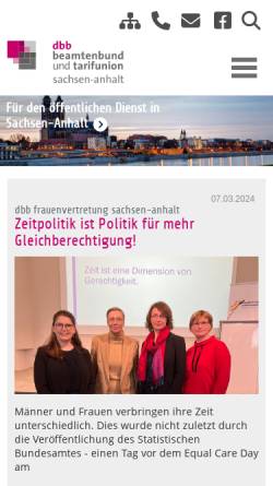 Vorschau der mobilen Webseite www.sachsen-anhalt.dbb.de, Deutscher Beamtenbund [DBB] ud Tarifunion - Sachsen-Anhalt