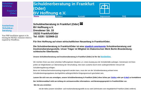 Vorschau von www.frankfurt-schuldnerberatung.org, Schuldnerberatung der Diakonie Frankfurt (Oder)