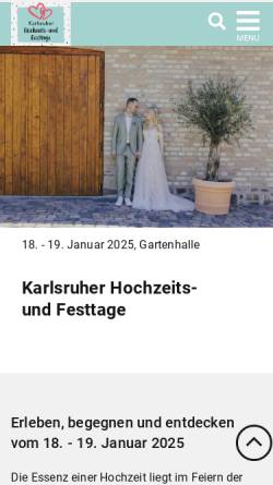 Vorschau der mobilen Webseite www.karlsruher-hochzeitstage.de, Kalrsuher Hochzeits- und Festtage