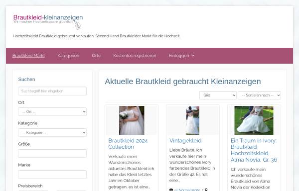 Vorschau von www.brautkleid-gebraucht.com, Brautmoden Kleinanzeigen