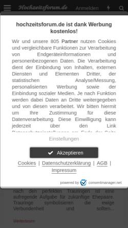 Vorschau der mobilen Webseite www.hochzeitsforum.de, Hochzeitsforum.de