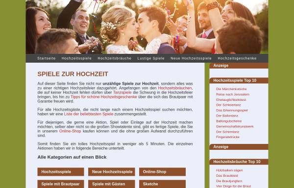 Vorschau von www.spiele-hochzeit.de, Hochzeitsspiele