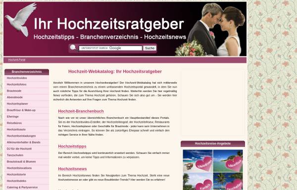 Vorschau von www.hochzeit-webkatalog.de, Hochzeit-Webkatalog.de