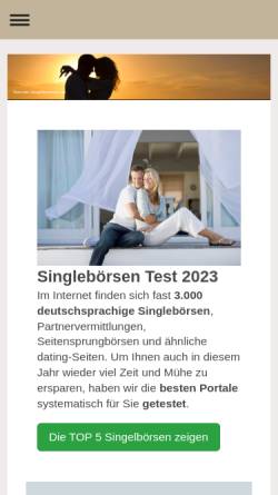 Vorschau der mobilen Webseite www.test-der-singleboersen.de, Singlebörsen im Test