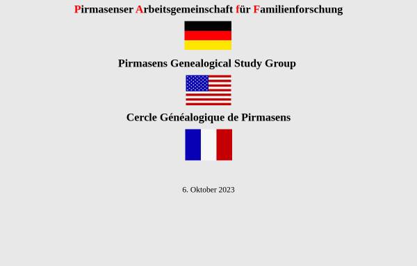 Vorschau von www.genealogie-pirmasens.de, Pirmasenser Arbeitsgemeinschaft für Familienforschung