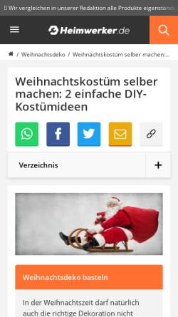 Vorschau der mobilen Webseite www.heimwerker.de, Nikolaus- und Weihnachtsmann-Kostüm selbst herstellen - Heimwerker.de