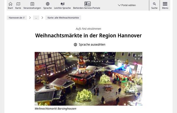 Vorschau von www.hannover.de, Hannover Region - Weihnachtsmärkte in der Region Hannover