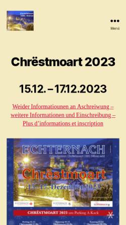 Vorschau der mobilen Webseite www.weihnacht.lu, Echternach - Eechternoacher Chrëstmoart