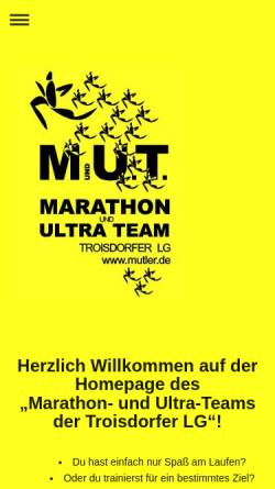 Vorschau der mobilen Webseite www.marathon-ultra-team.de, Marathon- und Ultra-Team der Troisdorfer LG
