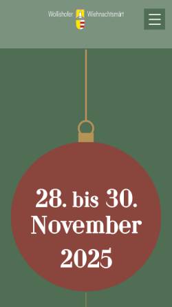 Vorschau der mobilen Webseite www.wollishoferweihnachtsmarkt.ch, Zürich - Wollishofer Wiehnachtsmärt - Reformierte Kirche Wollishofen