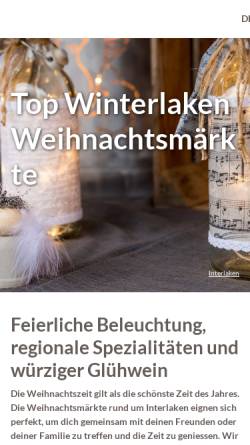 Vorschau der mobilen Webseite www.weihnachtsmarkt-interlaken.ch, Interlaken Weihnachtsmarkt - Jungfrau World Events GmbH
