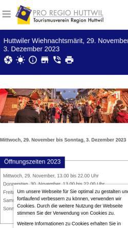 Vorschau der mobilen Webseite www.regio-huttwil.ch, Huttwil (BE) - Huttwiler Wiehnachtsmärit, Pro Regio Huttwill