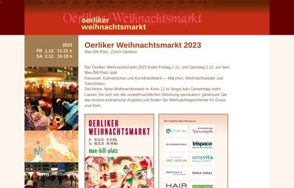 Vorschau von www.oerliker-weihnachtsmarkt.ch, Zürich - Oerlikon, Oerliker Weihnachtsmarkt