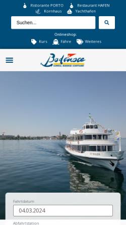 Vorschau der mobilen Webseite sbsag.ch, Romanshorner Hafenadvent - SBS Schifffahrt AG / Schifffahrt Romanshorn