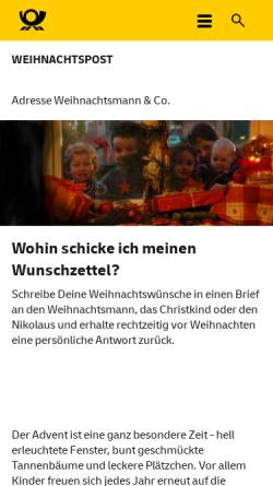 Vorschau der mobilen Webseite www.deutschepost.de, Brief an Weihnachtsmann, Christkind und Nikolaus - Deutsche Post AG