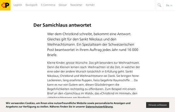Vorschau von www.post.ch, Der Samichlaus antwortet - Die Schweizerische Post AG