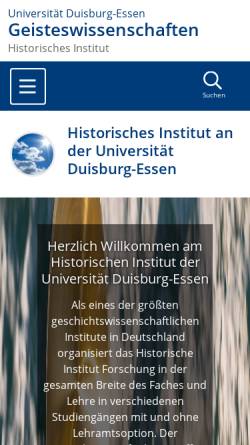 Vorschau der mobilen Webseite www.uni-due.de, Historisches Institut an der Universität Duisburg-Essen