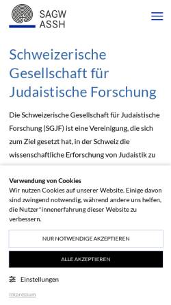 Vorschau der mobilen Webseite sagw.ch, Schweizerische Gesellschaft für Judaistische Forschung (SGJF)