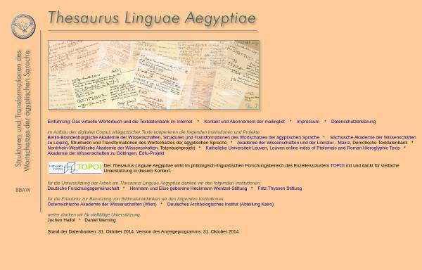 Vorschau von aaew.bbaw.de, Thesaurus Linguae Aegyptia