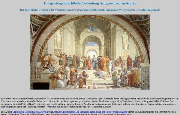 Vorschau von www.antike-griechische.de, Die geistesgeschichtliche Bedeutung der griechischen Antike