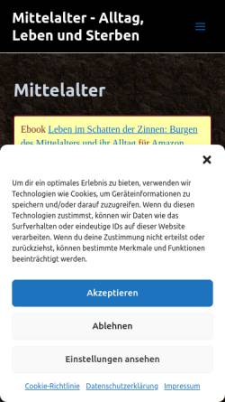 Vorschau der mobilen Webseite www.alltag-im-mittelalter.de, Mittelalter - Alltag, Leben und Sterben