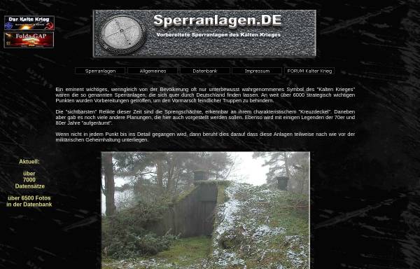 Vorschau von www.sperranlagen.de, Sperranlagen des Kalten Krieges