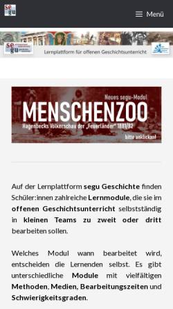 Vorschau der mobilen Webseite segu-geschichte.de, Segu Geschichte