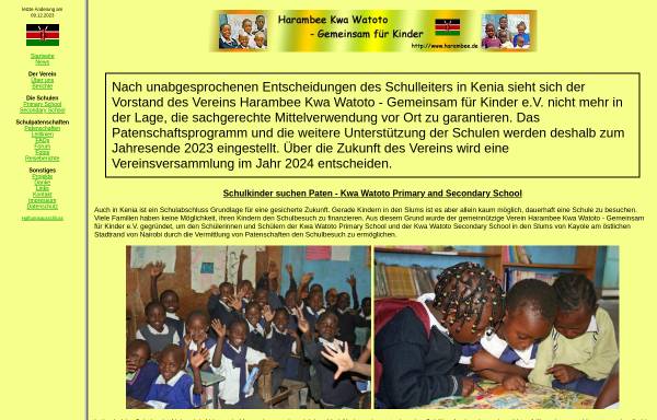 Vorschau von www.harambee.de, Harambee Kwa Watoto - Gemeinsam für Kinder e.V.
