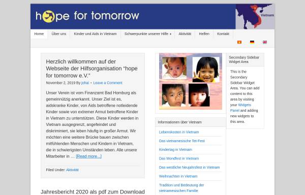 Vorschau von www.hope-for-tomorrow.de, Hope for tomorrow e.V.