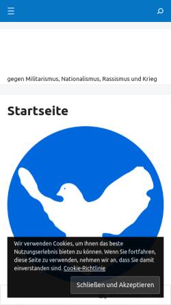 Vorschau der mobilen Webseite friedenskoordination-potsdam.org, Potsdamer Friedenskoordination gegen Militarismus, Nationalismus, Rassismus und Krieg