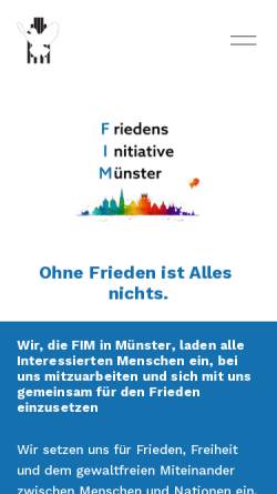 Vorschau der mobilen Webseite www.frieden-muenster.de, Friedensinitiativen Münster e.V.