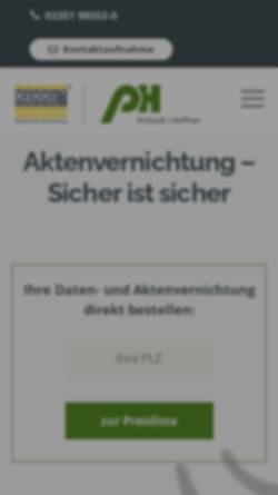Vorschau der mobilen Webseite www.pickard-heffner.de, Aktenvernichtung Pickard-Heffner GmbH