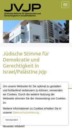 Vorschau der mobilen Webseite www.jvjp.ch, Jüdischen Stimme für einen gerechten Frieden zwischen Israel und Palästina