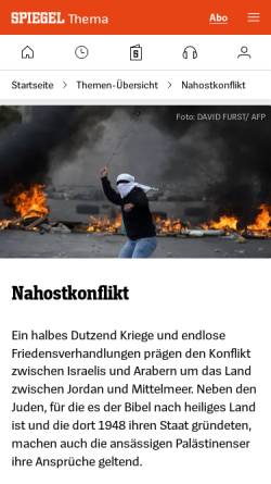 Vorschau der mobilen Webseite www.spiegel.de, Spiegel Online. Nahostkonflikt