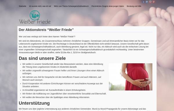 Vorschau von www.weisserfriede.de, Initiative Weisser Friede