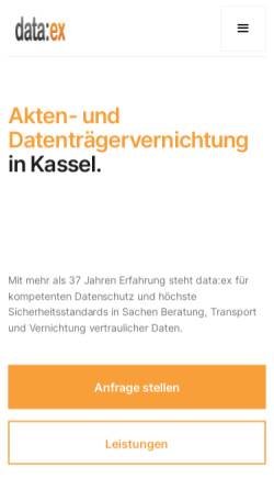 Vorschau der mobilen Webseite www.data-ex.de, Data Ex Aktenvernichtung