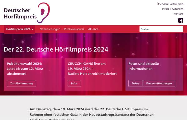 Vorschau von www.deutscher-hoerfilmpreis.de, Deutscher Hörfilmpreis