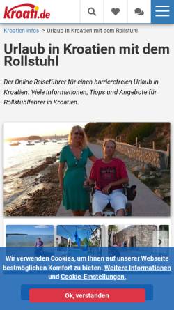 Vorschau der mobilen Webseite www.kroati.de, Urlaub in Kroatien mit dem Rollstuhl