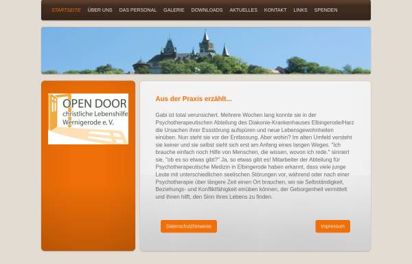 Vorschau von www.opendoor-wernigerode.de, open door Christliche Lebenshilfe Wernigerode e.V.